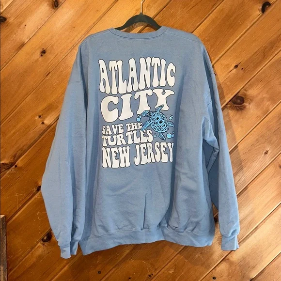 Atlantic City New Jersey Save the Turtles blue crewneck sweatshirt - Picture 4 of 4